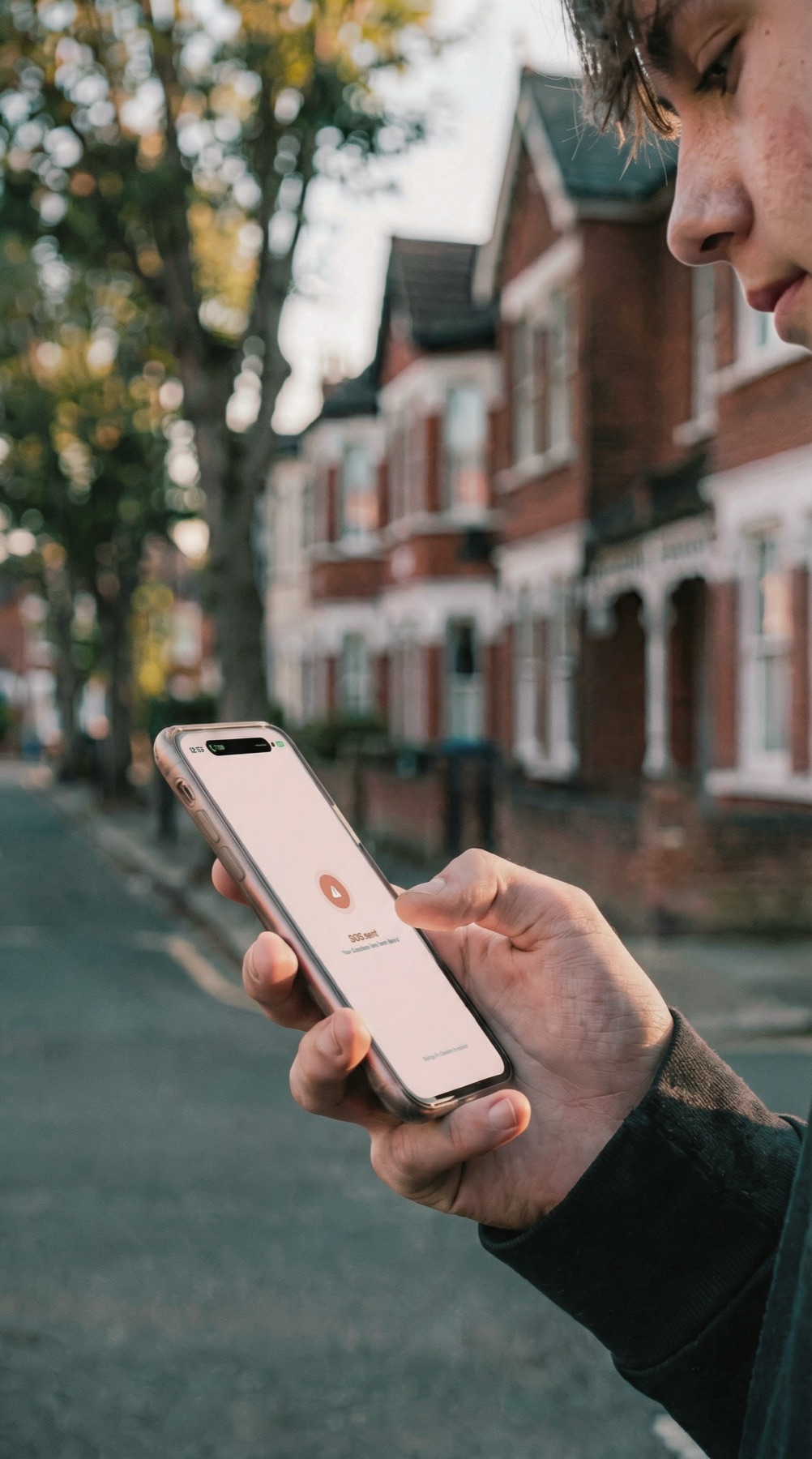 A teenager fires an SOS from the street
